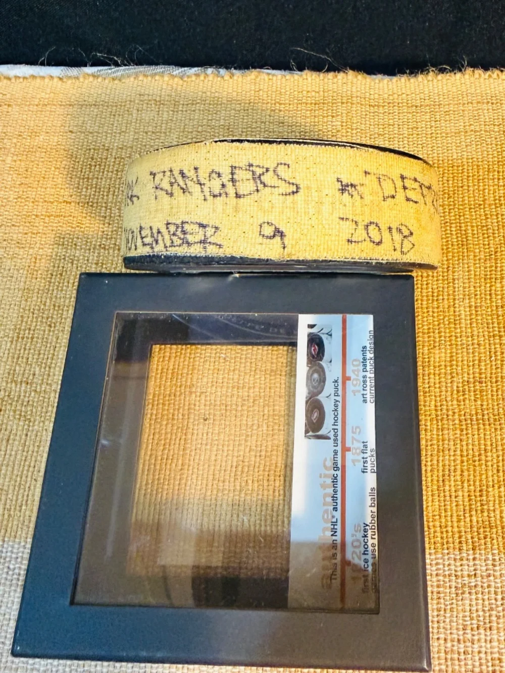NHL Game-Used Puck Opener Red Wings Vs. New York Rangers 2018